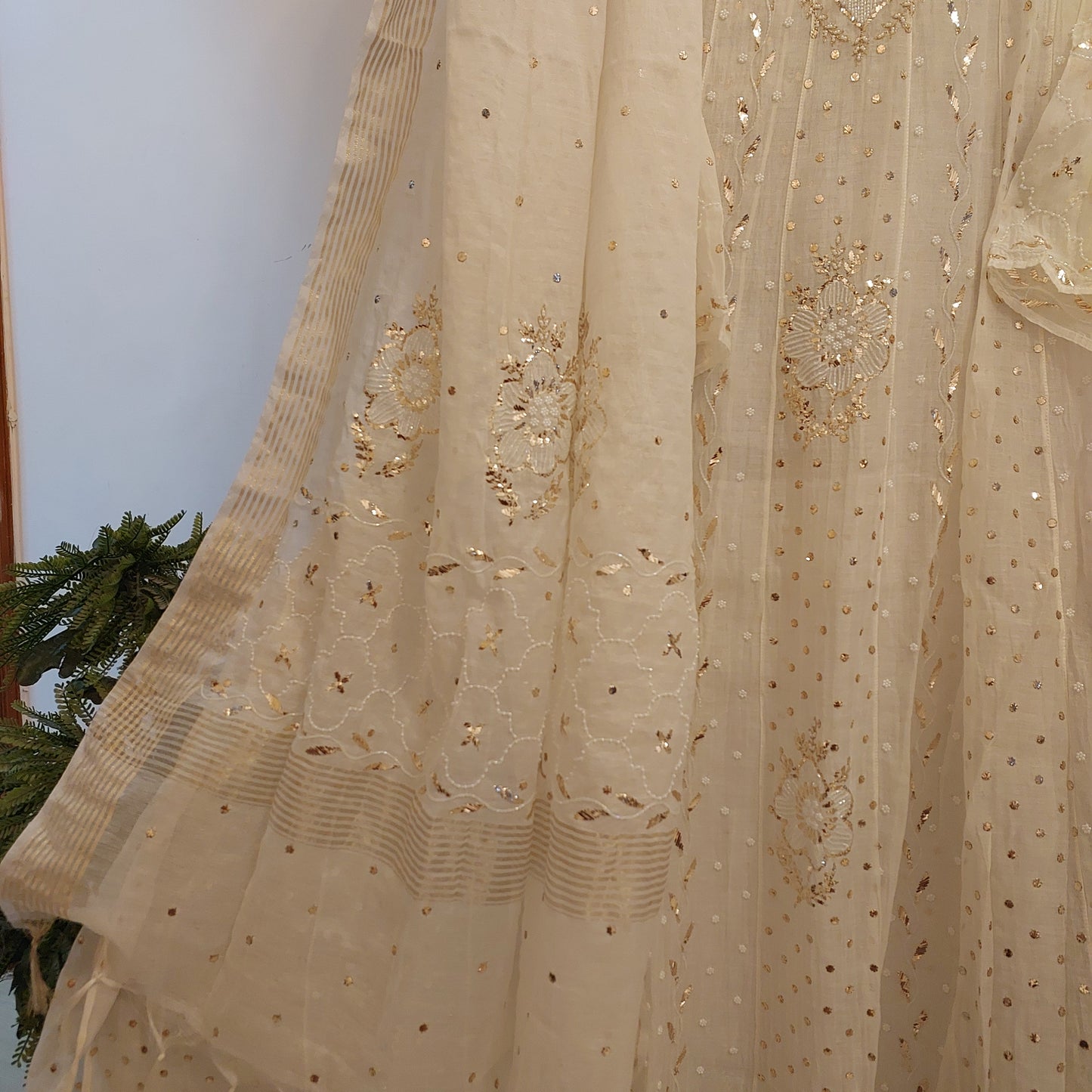 Mul Chanderi Mukaish Anarkali